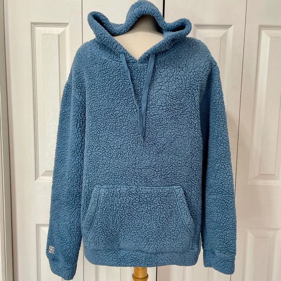 Original Penguin Blue Teddy Bear Fleece Men’s Hoodie Size Large - Picture 1 of 5